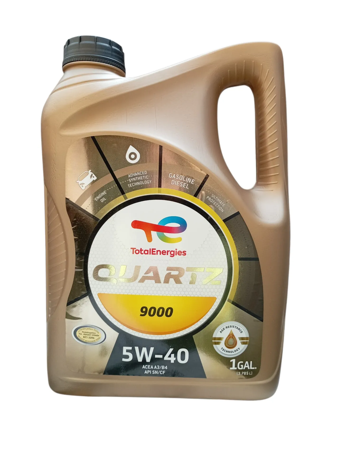 ACEITE MOTOR SAE 5W40 GALON FULL SYNTHETIC QUARTZ 9000 API SN CF 3/1